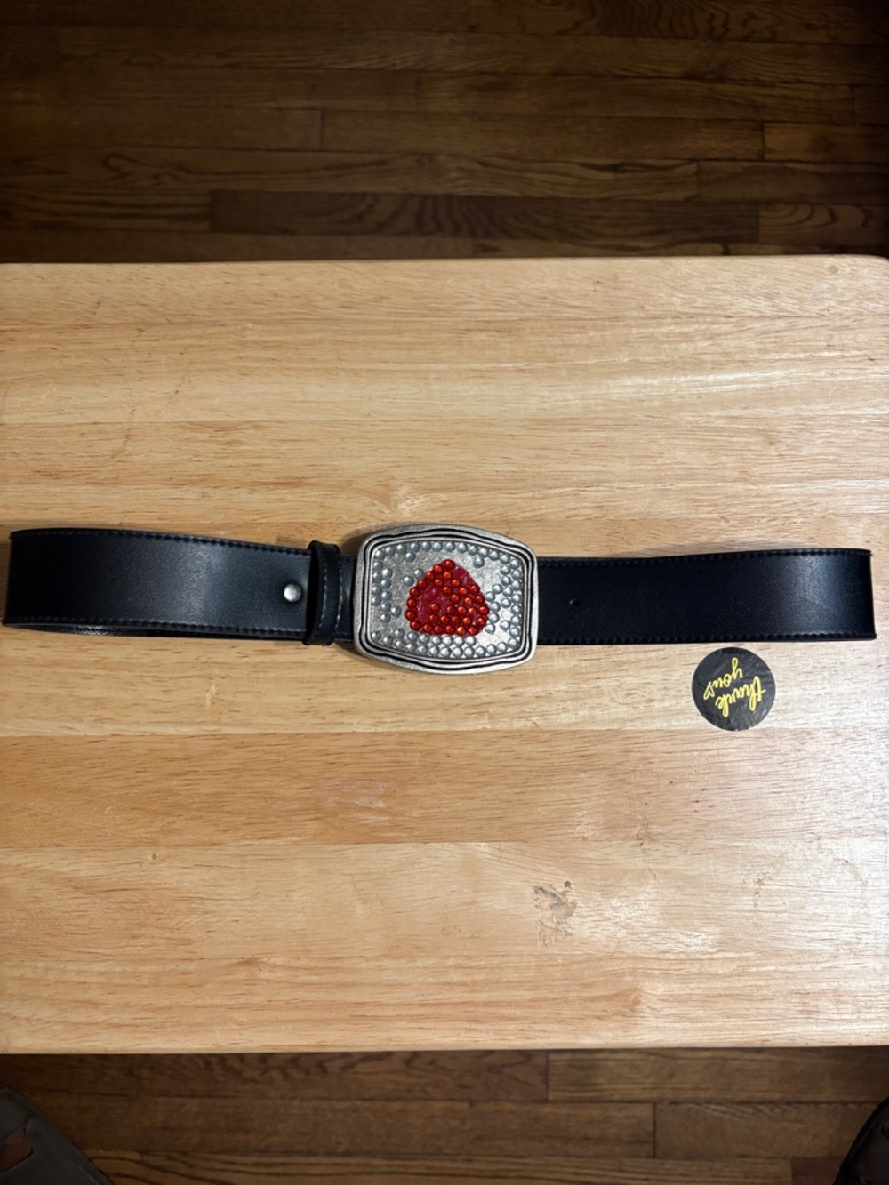 Vintage Red Heart Rhinestone Belt Buckle Novelty Silvertone Buckle Bling